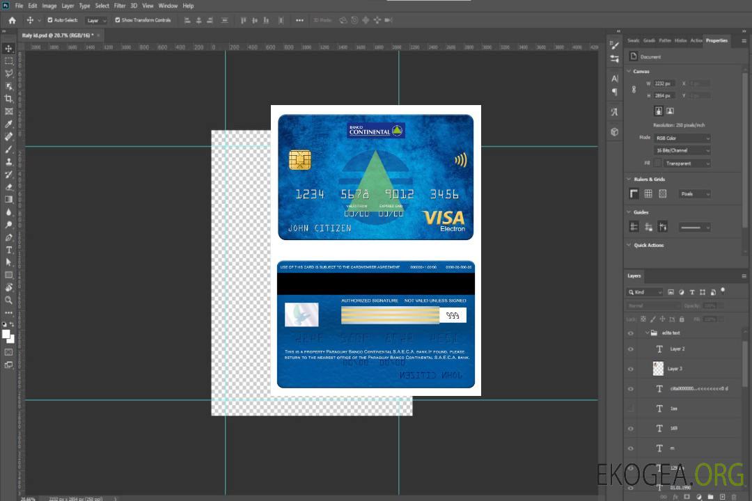Paraguay Banco Continental S.A.E.C.A. carte électronique visa bancaire template